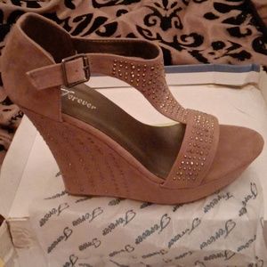 Forever Rhinestone Wedge Heels